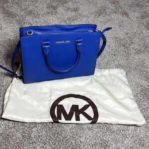 Michael Kors Blue Leather Selma Satchel